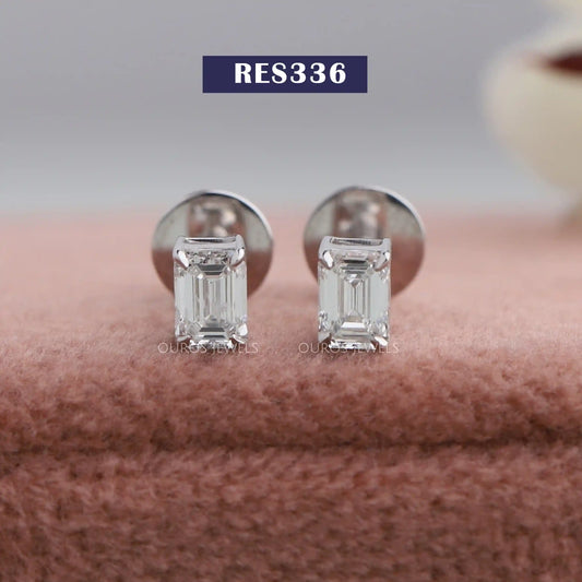 Emerald Cut Diamond Stud Earrings