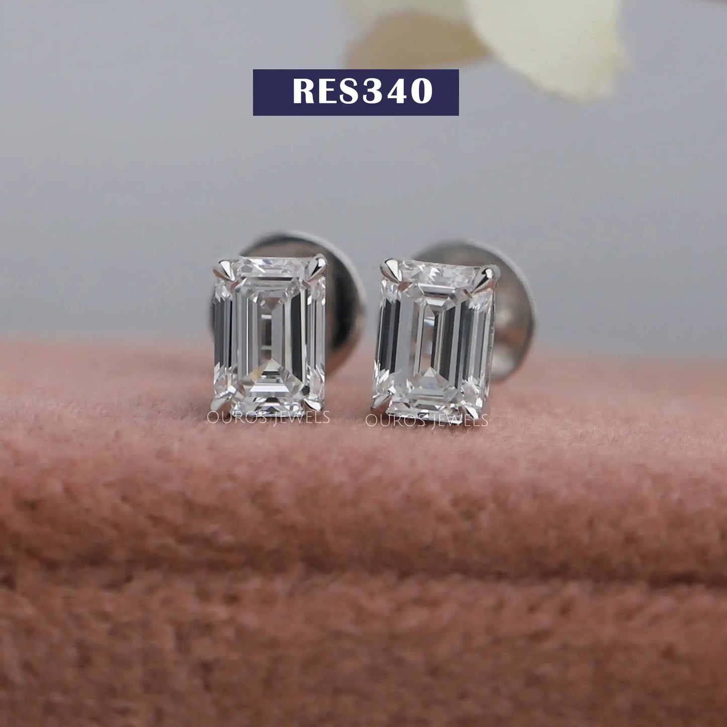Emerald Cut Lab Diamond Stud Earrings