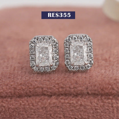 Radiant Cut Diamond Halo Earrings