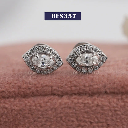Marquise Shape Diamond Halo Earrings