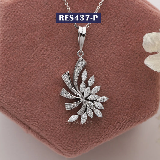 Marquise & Round Cut Cluster Necklace