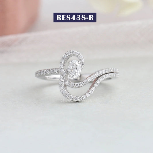 Oval Cut Curved Diamond Engagement Ring