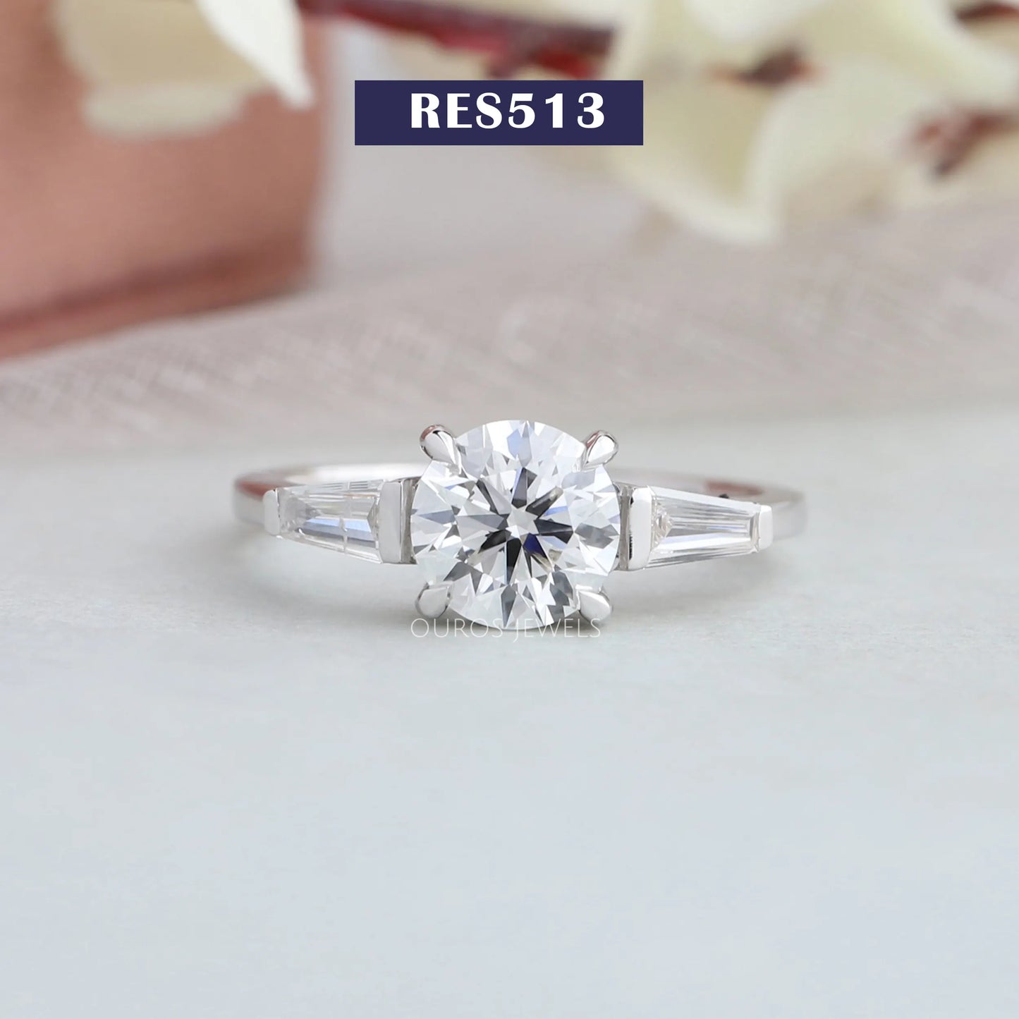 Round Cut Three Stone Engagement Ring