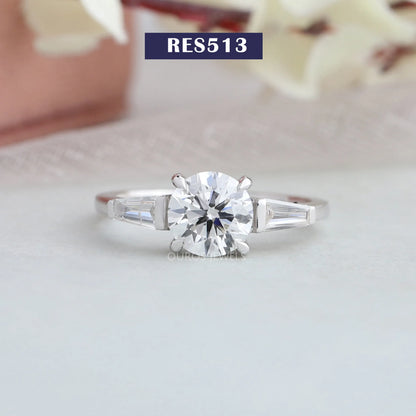 Round Cut Three Stone Engagement Ring