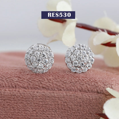 Round Lab Diamond Cluster Earrings