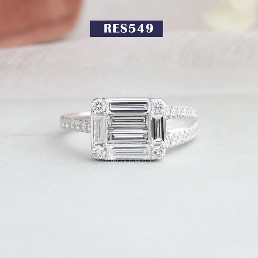 Baguette And Round Diamond Engagement Ring