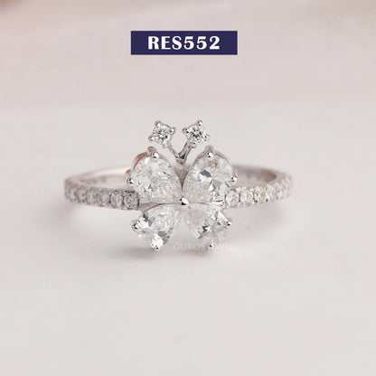 Pear & Round Cut Butterfly Ring