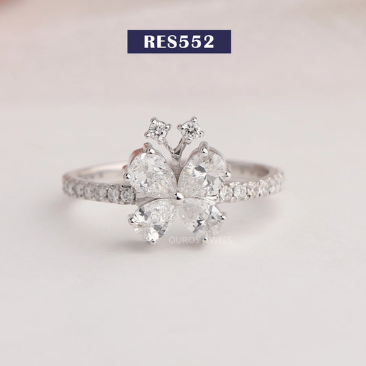 Pear & Round Cut Butterfly Ring