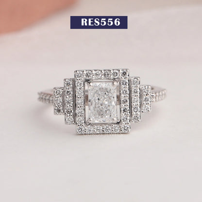 Radiant Cut Halo Diamond Engagement Ring